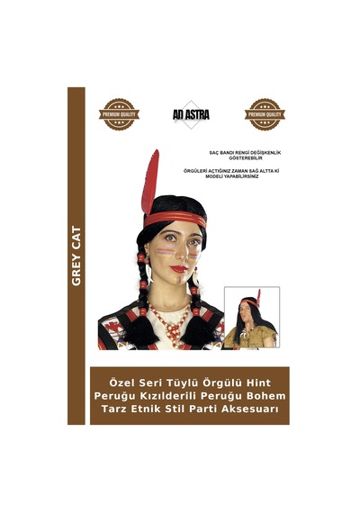 Özel Seri Tüylü Örgülü Hint Peruğu Kızılderili Peruğu Bohem Tarz Etnik Stil Parti Aksesuarı Diğer