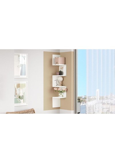 Wall R9 Modern Duvar Rafı Kitaplık Wal9-w Beyaz