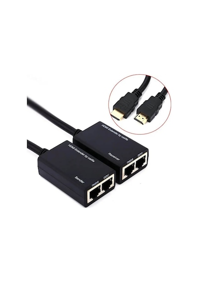 Wozlo 30 MT HDMI Extender - CAT5E/6 RJ45 Kablosuz Tekrarlayıcı Verici + Alıcı Aktarıcı