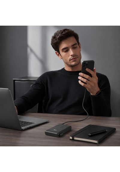 Bix Pb117 10000mah Pd20w Hızlı Şarj Kablosuz Magsafe Telefon Stant Özellikli Mini Powerbank Siyah