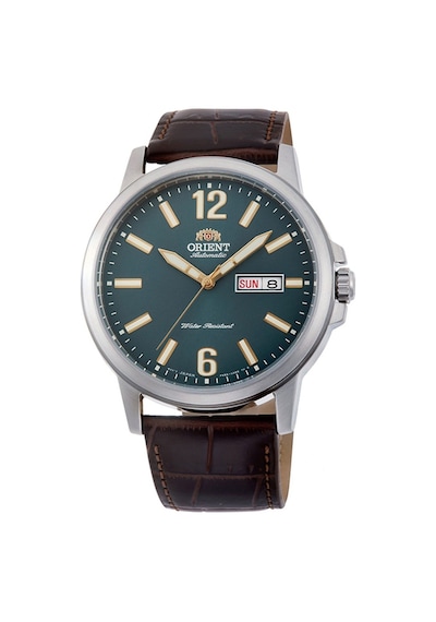 Orient Ra-aa0c06e39b Kurmalı Otomatik Deri Kahverengi Yeşil Kadran 42 Mm Erkek Kol Saati Gri