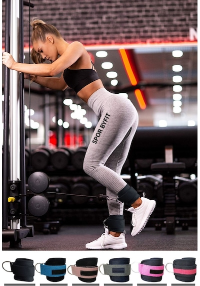 Spor Byfit Ayak Bilek Kayışı D-Ring Ağırlık Çekiş Aparatı - SİYAH Siyah