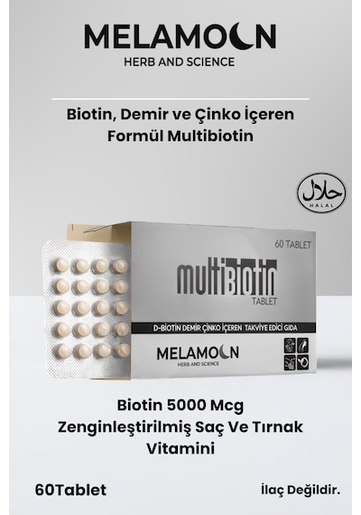 Biotin 5000 Mcg Zenginleştirilmiş Saç Ve Tırnak Vitamini - Demir Ve Çinko Katkılı 60 Tablet
