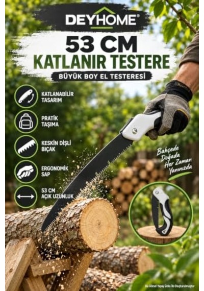 53 Cm Katlanır Testere Büyük Boy El Testeresi Bahçe, Budama Ve Kamp Testeresi