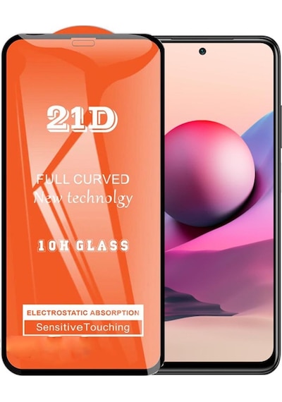 Xiaomi Redmi Note 10S Ekran Koruyucu 21D Tam Kaplayan Kavisli