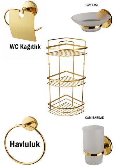 Lüks Banyo Lavabo Mutfak Bataryası Robot Duş Takımı Aksesuarlar Gold Renk Altın