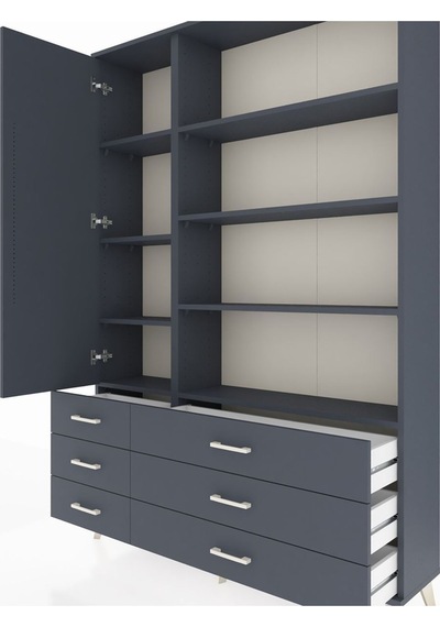Arges Dolap 8 Raflı 6 Çekmeceli Tek Kapaklı 132x30x195 Antrasit-antrasit/antrasit Antrasıt/antrasıt Arges Dolap 8 Raflı 6 Çekmeceli Tek Kapaklı 132x30x195 Antrasit-antrasit/antrasit Antrasıt/antrasıt