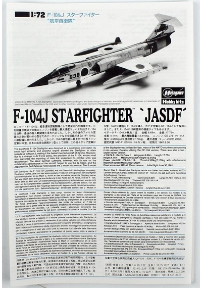 Hasegawa D16 446 1/72 Ölçek, F-104j/cf-104 Starfighter Jasdf/canada .savaş Uçağı Plastik Model Kiti-59067