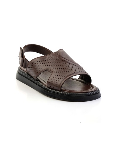 Kahve Hakiki Deri Erkek Sandalet E05557240643