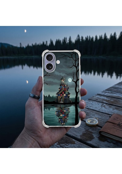 Printify Tecno Spark7t İle Uyumlu Simya Serisi Gölge Ve Cam Tasarımlı Uv Baskılı Köşe Korumalı Antişok Kılıf Şeffaf