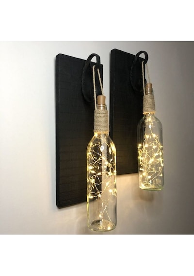 Siyah Led Işıklı Duvar Aplik 2li Çok Renkli