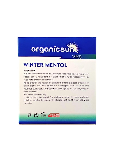 Organicsun Winter Mentol Buharlaşan Merhem Viks Vikis Mentol Ve Okaliptus 40 Gr X 3 Adet