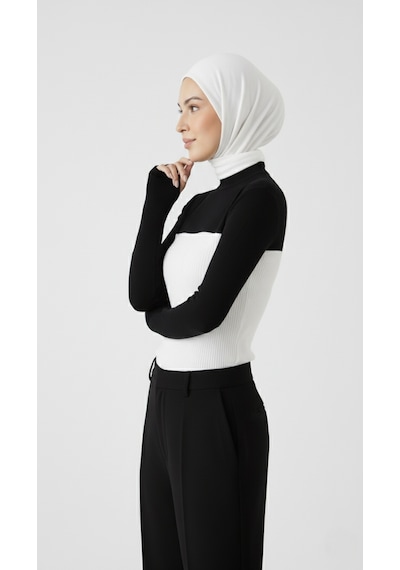 A02teks Dik Yaka Boyunluklu Kolluk Uzun Kollu Boyunluk Tesettür Boyunluk Balıkçı Yaka Bodysuit Siyah