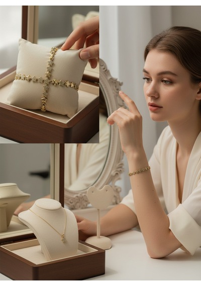Xuping Gold Renk Yıldız Detaylı Taşlı Kadın Bileklik Çok Renkli