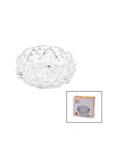 Büyük Cam - Dıamond Kristal Şekil Yuvarlak Küllük Çap: 12.8cm - D: 5.2cm 5399