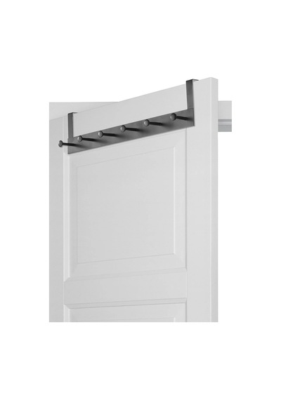 Pratik 6'lı Metal Kapı Arkası Askısı - 30 Kg Taşıma Kapasiteli Siyah, 46.5 Cm