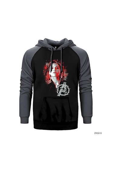 Black Widow Gri Renk Reglan Kol Sweatshirt / Hoodie