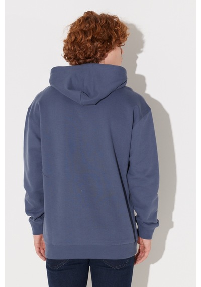 Lee Loose Fit Rahat Kesim Pamuk Kapüşonlu Şardonlu İndigo Sweatshirt LM02RJA66 İndigo