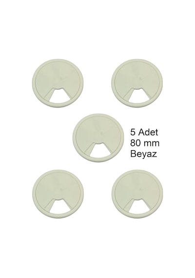 Masa Üstü Kablo Kanalı Deliği Kapağı Beyaz Masa Kapağı 8 Cm 5 Adet