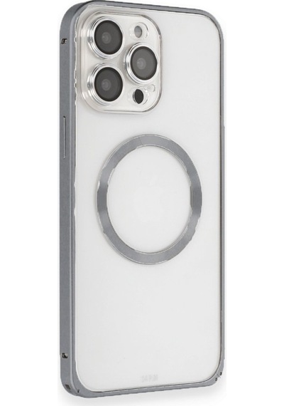 Apple Uyumlu iPhone 15 Pro Kılıf Kamera Lensli Metal Çerçeve Bumper Kilitli Kapak