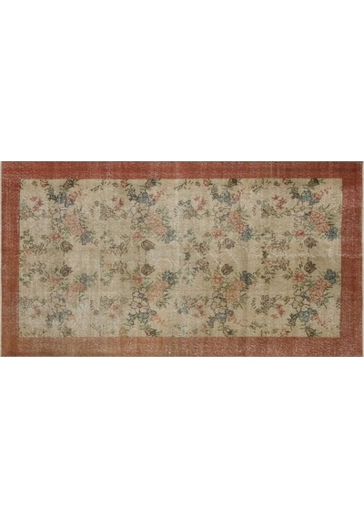 Ilham Verici Vintage El Işlemeli Yün Ipek Pers Fransız Halısı - 136x248 Cm 9941