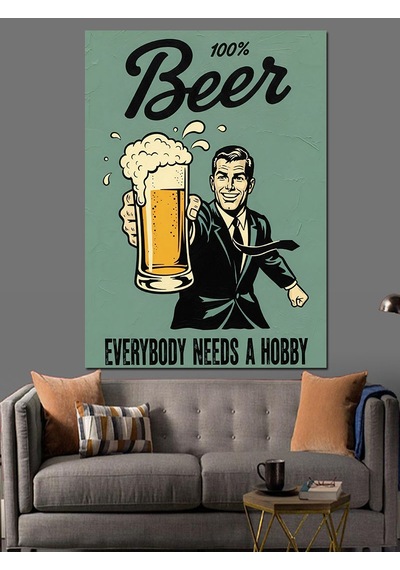 Retro Bira Reklam Posteri Dekoratif Kanvas - Mdf Ahşap Tablo