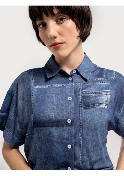LOFT Regular Fit Kadın Gömlek K.kol Lf2036360 Q1.v1 Denim