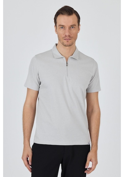Gri Kısa Kol Düz Suprem Polo Yaka Cepsiz Pamuklu Casual Slim Fit Tişört 1011250164 100 Gri