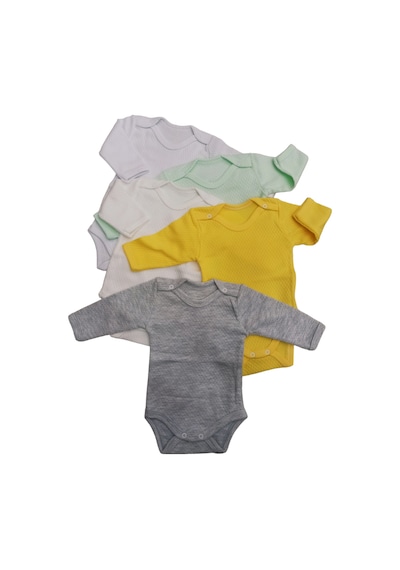Özdemirli Bebe Uzun Kollu Çıtçıtlı Badi Bisiklet Yaka Body Zıbın (5li Paket)