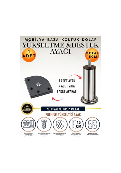 2'li Set 1 Adet Ayak Ve Aparat 15 Cm M8 Vidalı Metal Krom Ayak Mobilya Ayağı Baza Ayağı Kanepe Ayağı Koltuk Ayağı Yatak Ayağı Yükseltme Ayağı Dolap Ayak Sehpa Sandık Ayakları Değişim Destek Ayağı Gümüş Gümüş 2'li Set 1 Adet Ayak Ve Aparat 15 Cm M8 Vidalı Metal Krom Ayak Mobilya Ayağı Baza Ayağı Kanepe Ayağı Koltuk Ayağı Yatak Ayağı Yükseltme Ayağı Dolap Ayak Sehpa Sandık Ayakları Değişim Destek Ayağı Gümüş Gümüş