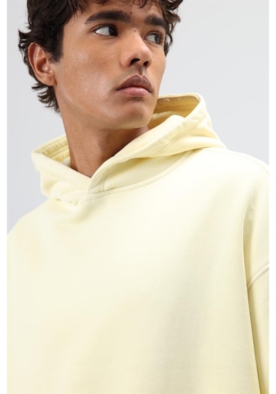 Vamos Oversize Nakış Detaylı Hoodie Sarı