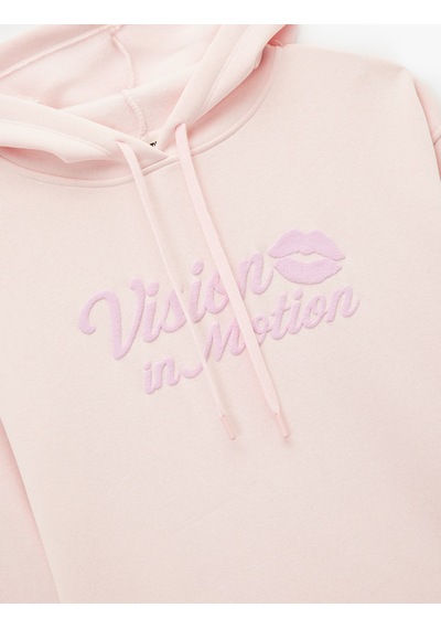 Koton Uzun Kollu Kapüşonlu Baskılı Oversize Sweatshirt Pembe 6wal10550ık Gül