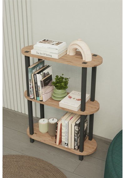 Soft 3 Katlı Modern Kitaplık Dekoratif Çok Amaçlı Kitaplık Ve Organizer Çok Raflı Düzenleyici - Meşe Meşe Soft 3 Katlı Modern Kitaplık Dekoratif Çok Amaçlı Kitaplık Ve Organizer Çok Raflı Düzenleyici - Meşe Meşe