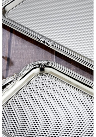 Cooker 2'li Metal Dikdörtgen Gümüş Sunum Tepsisi 43x30 Cm Ve 36x26 Cm Ckr3331 Diğer