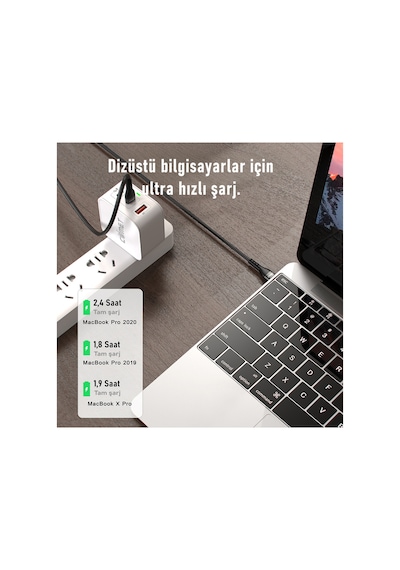 Type-c Type-c Hızlı Şarj Kablosu Pd 60w 3a 1.2m - Alüminyum Kasa Ultra Dayanıklı Akıllı Çipli Siyah
