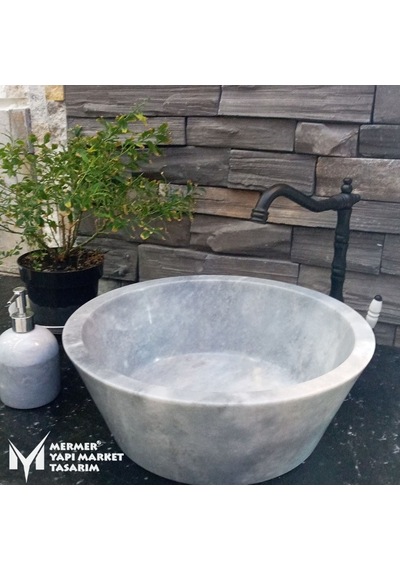 Gri Mermer V Model Lavabo