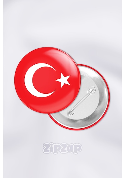 Türk Bayrağı Türkiye Al Yıldız Çanta Süsü İğneli Buton Rozet Seti 1 Adet Tekli