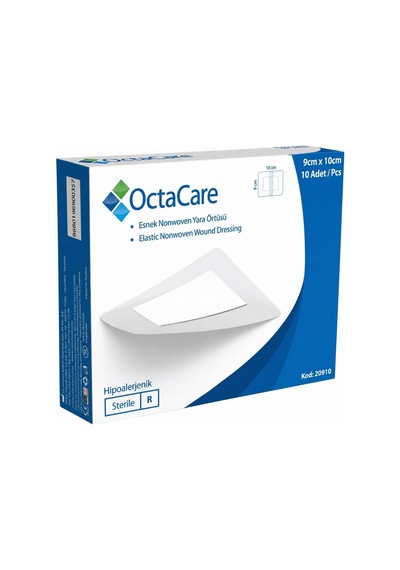 Octacare Yapışkanlı Yara Örtüsü, Elastik Nonwoven Yara Bandı, Steril, Hipoalerjenik, 9cm X 10cm, 10 Adet 10 Lu Paket