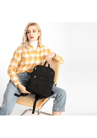 Barcelona Krinkıl Kumaş Unisex Sırt Çantası 1207 Siyah