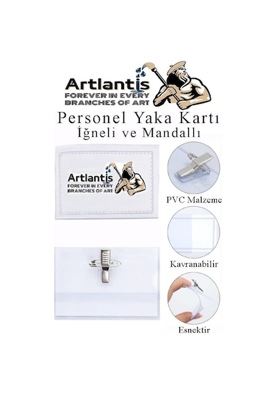 Personel Şeffaf Yaka Kartı İğneli Ve Mandallı 1 Adet Pvc Yaka Kartlığı Kimlik Korumalı Büro Ofis Okul