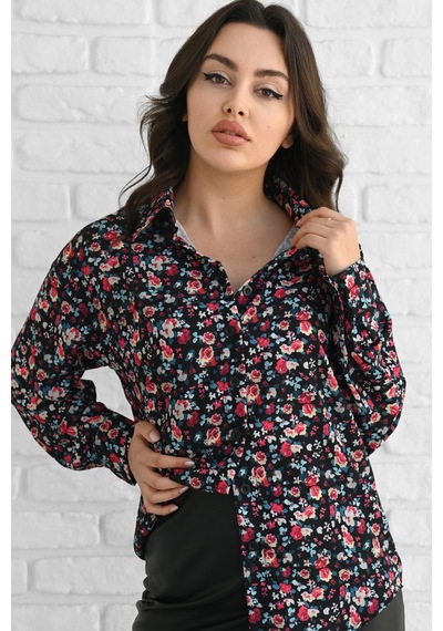 Koza Butik Kadın Uzun Kollu Desenli Gömlek 1529-23 001