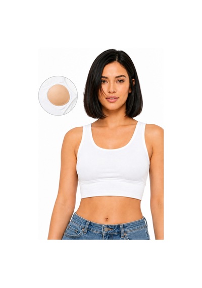 Mrm Pro Kadın Siyah Spor Crop Sütyen Pedli Destekli Toparlayıcı Büstiyer Beyaz Beyaz