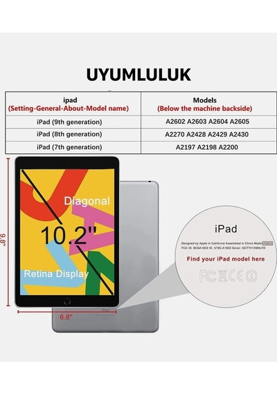 Apple Uyumlu iPad 7. 8. 9. Nesil 10.2 Inç Temperli Ekran Koruyucu Kırıl