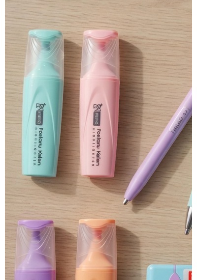 X Dekomus Pastel Touch Collection 12 Parça Kırtasiye Seti 4 Adet Fosforlu Kalem, Uçlu Kalem&2 Adet Tüp Uç, Silgi Altın