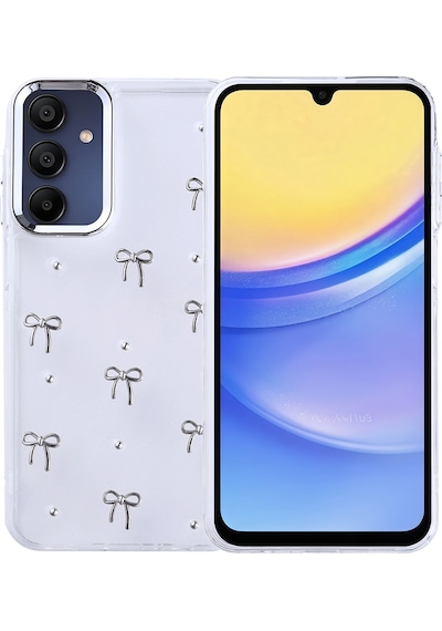 Samsung Uyumlu Galaxy A15 Kılıf Airbag Tasarımlı Simli Şeffaf Zore Kutup Kapak Fiyonk