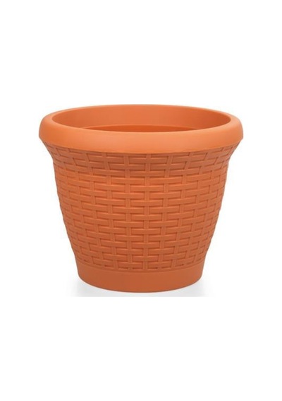 Omnipazar So-hs02 Plastik Hasır Desenli Dekoratif Saksı 6 Litre No 2 Kiremit 108