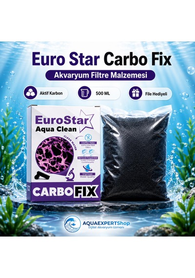 Euro Star - Carbo Fix - Akvaryum Filtre Malzemesi - Aktif Karbon - Üstün Temizlik Gücü - 500 Ml - File Hediyeli