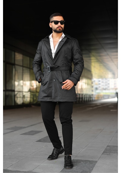 İçi Kürklü Slim Fit Uzun Deri Ceket Siyah Deri Krkl