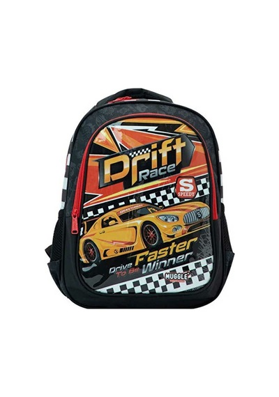 Muggle Okul Çantası Drift Car Siyah Mu-9475 Çok Renkli