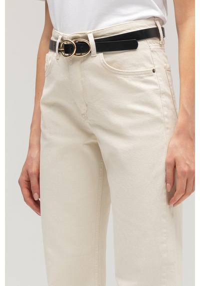 Sââde Kadın Yüksek Bel Mary Vintage Straight Fit Jean Pantolon Taş